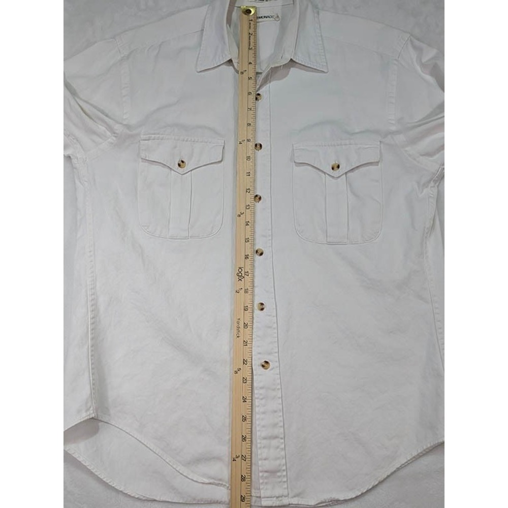 Club Monaco Shirt Mens S White 100% Cotton Coastal Cabincore Safari Utilitarian - Picture 8 of 11